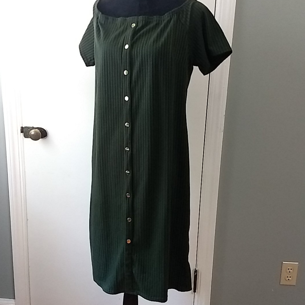 Derek Heart Dark Green Midi Knit Dress